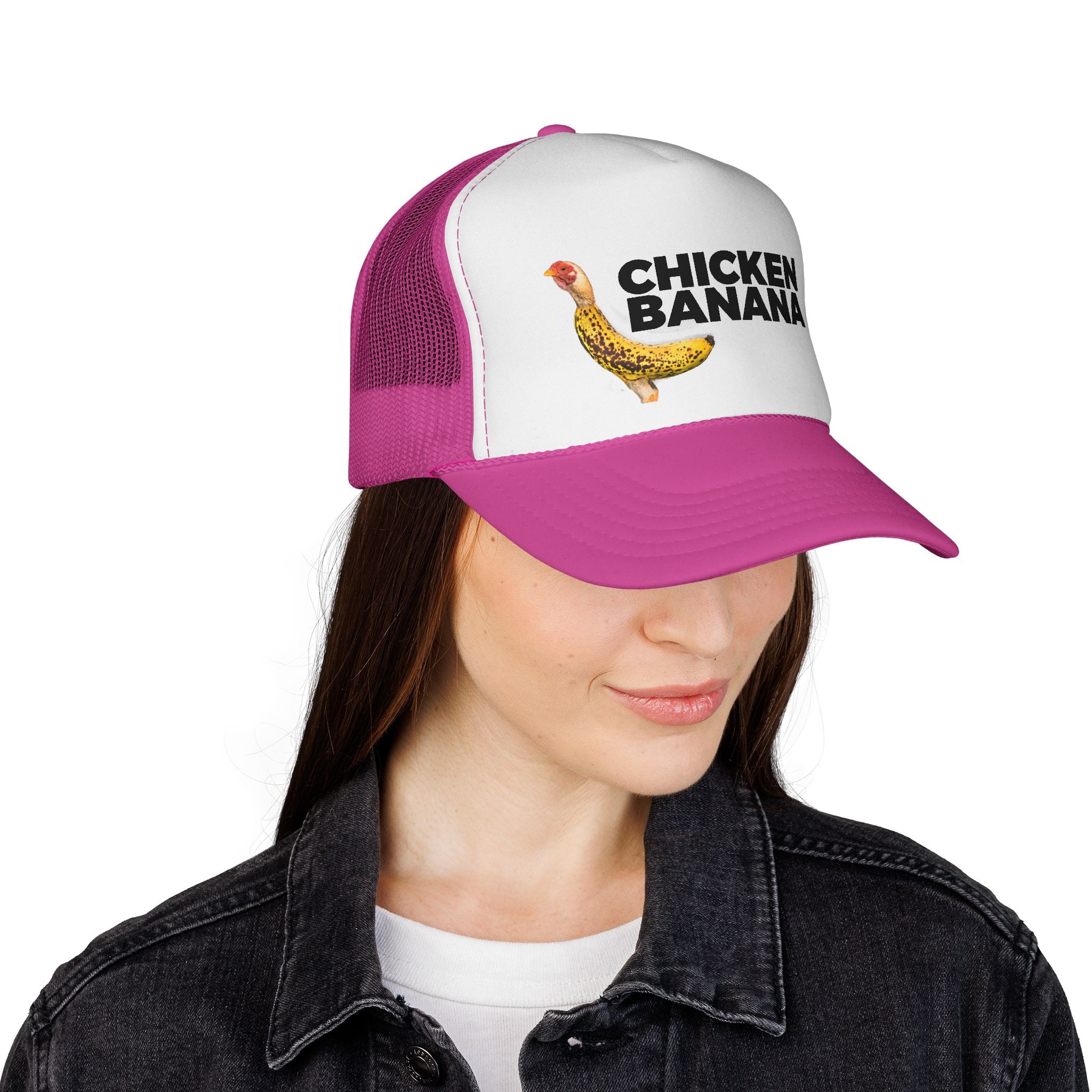 Chicken Banana Trucker Hat — Funny Novelty Farm Animal Cap