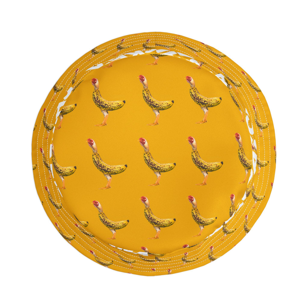 Chicken Banana Pattern Bucket Hat — Fun Yellow All-Over Print Sun Hat