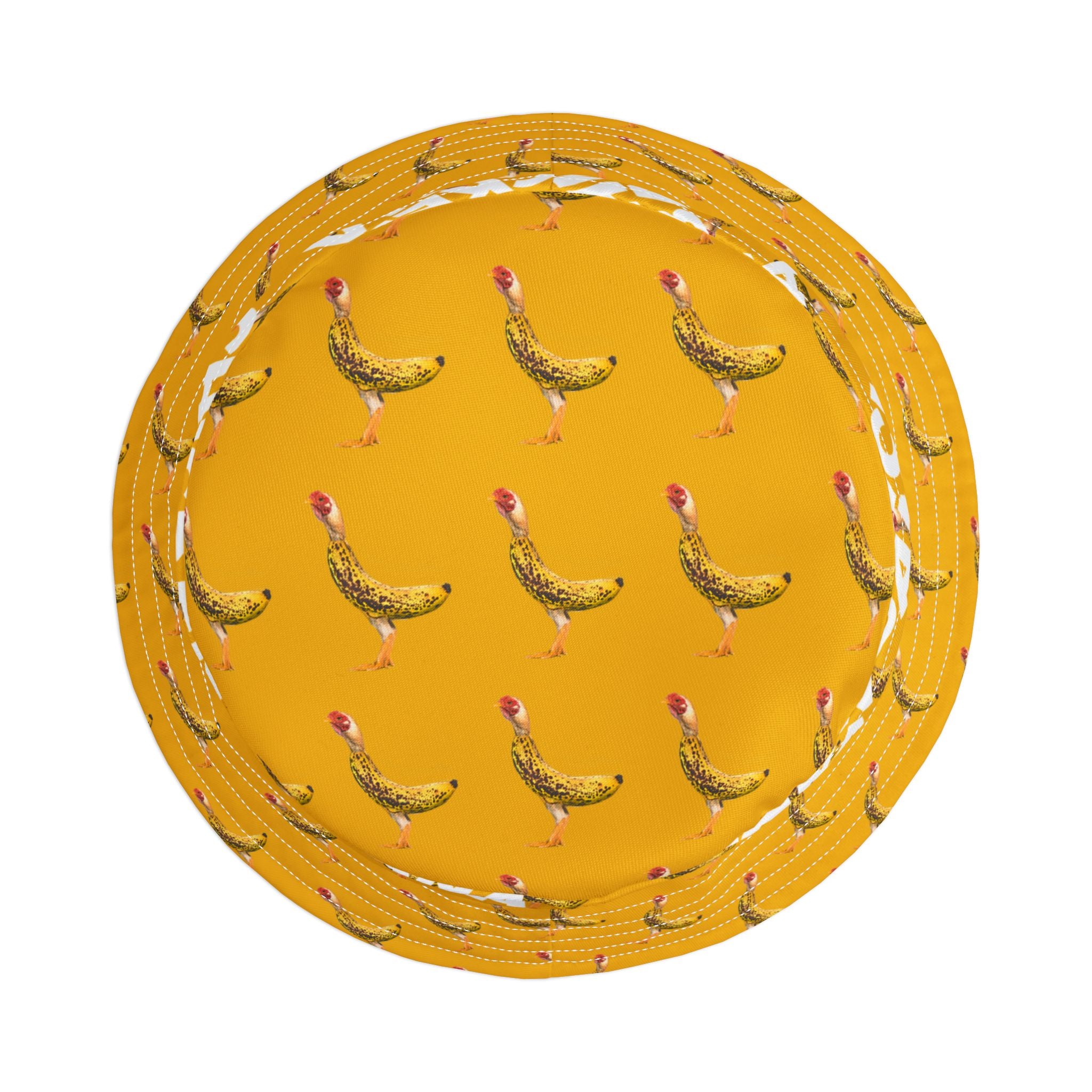 Chicken Banana Pattern Bucket Hat — Fun Yellow All-Over Print Sun Hat
