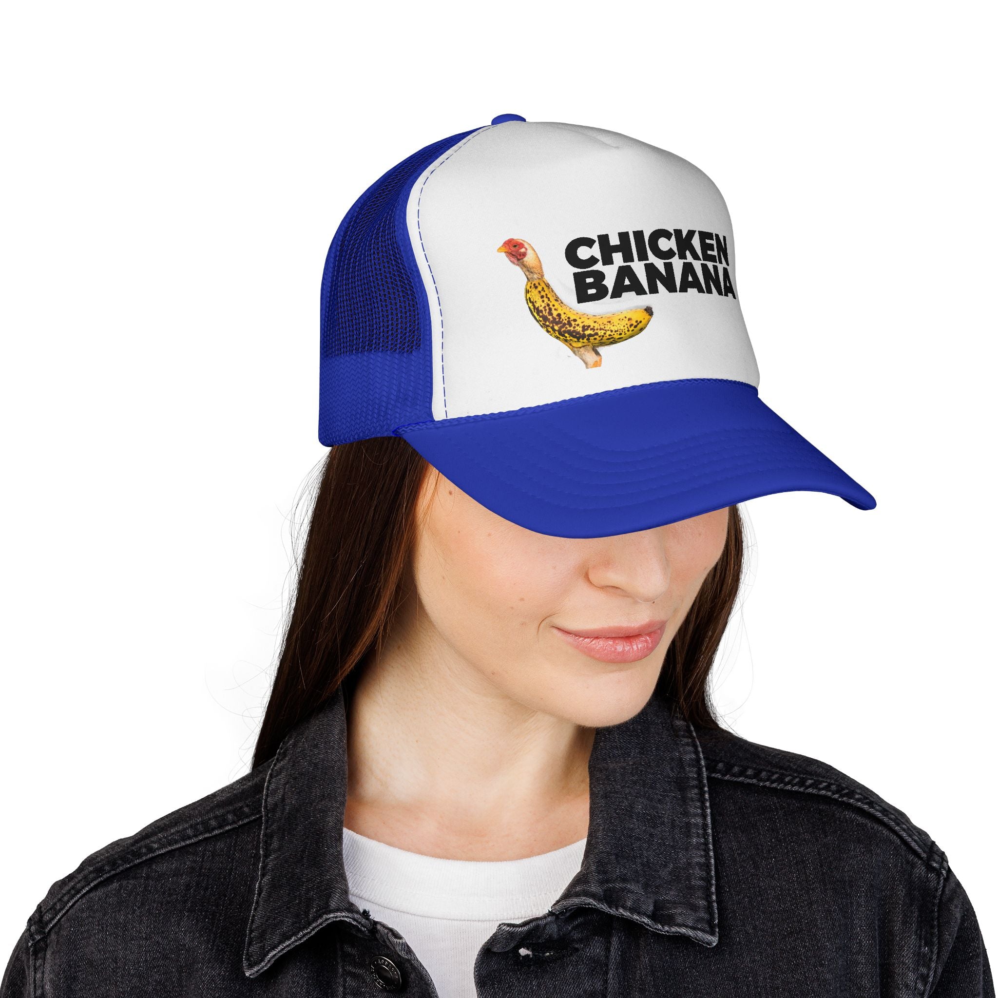 Chicken Banana Trucker Hat — Funny Novelty Farm Animal Cap