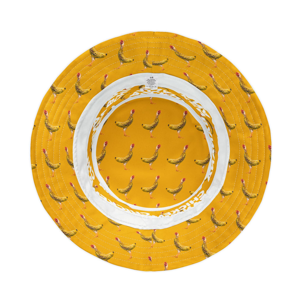 Chicken Banana Pattern Bucket Hat — Fun Yellow All-Over Print Sun Hat