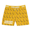 Chicken Banana Print Swim Shorts — Novelty Yellow Men’s Mid-Length Beach Trunks