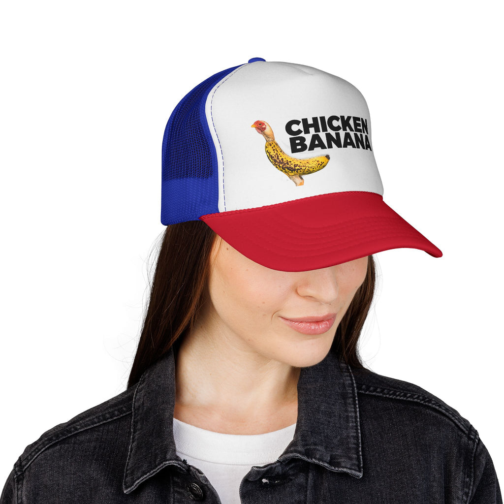 Chicken Banana Trucker Hat — Funny Novelty Farm Animal Cap